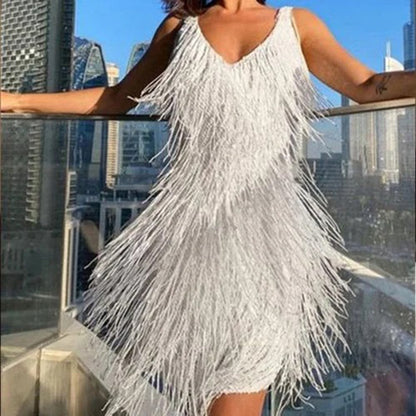 Levoire | Sans Manches V Décolleté Avec Franges Mini Robe