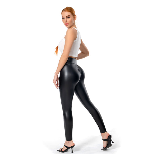 Levoire | Leggings En Cuir Confortables Et Sculptantes Avec Fermeture Éclair Pour Femmes Noir