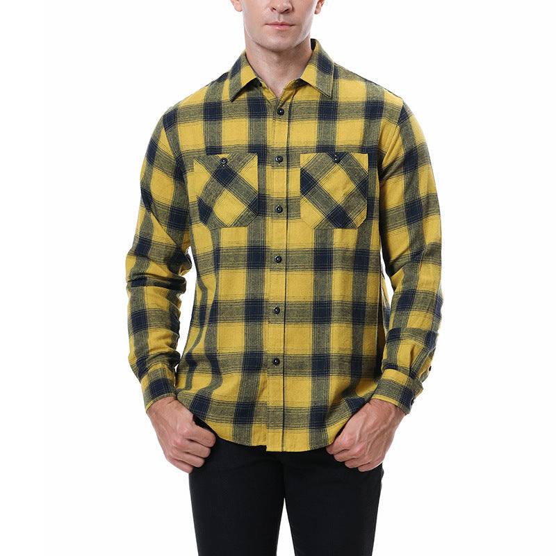 Levoire | Chemise En Flanelle À Carreaux Pour Hommes À La Mode Pour Toutes Les Occasions Jaune