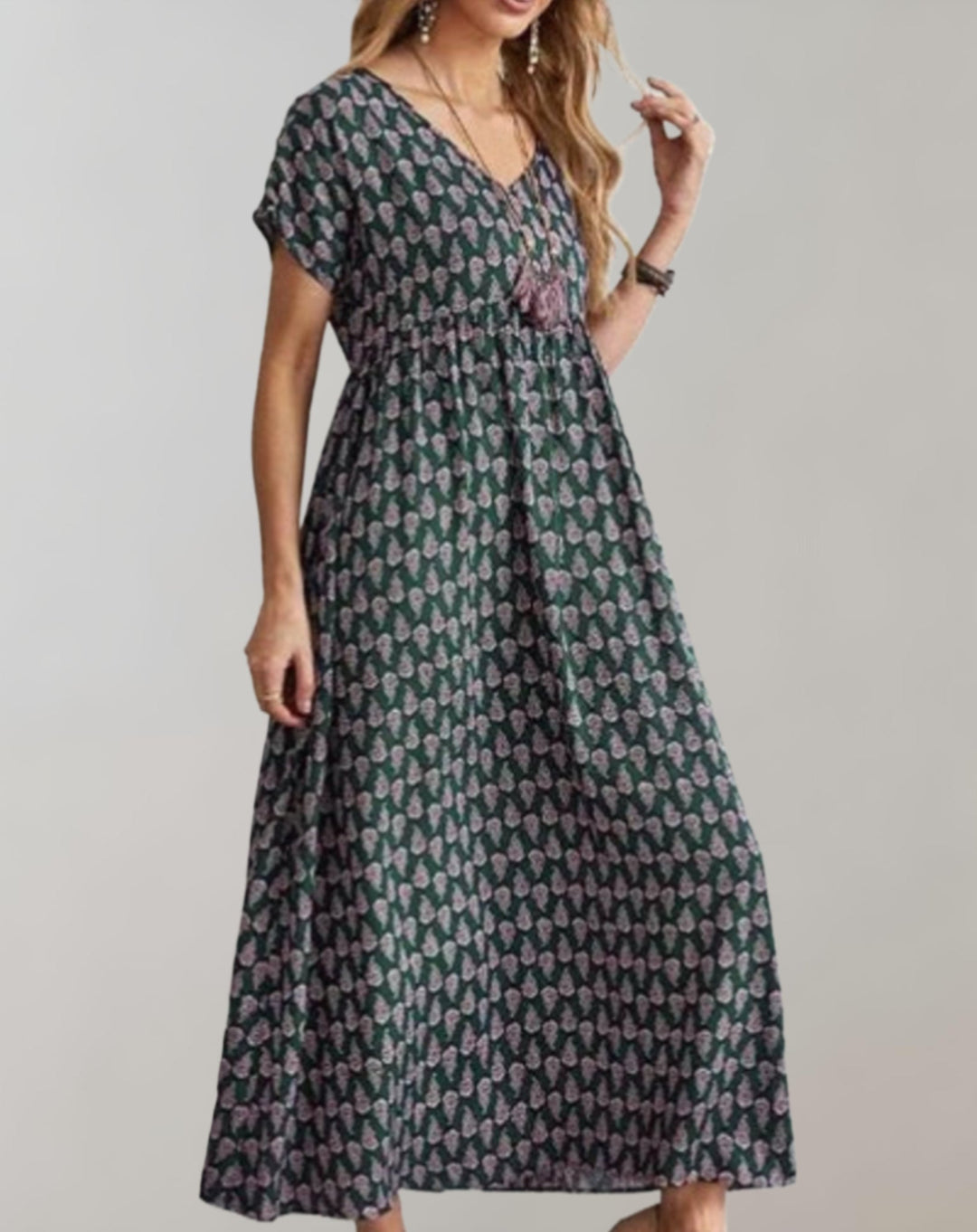 Levoire | Robe D'Été Longue Robe De Plage Lumineuse Vert