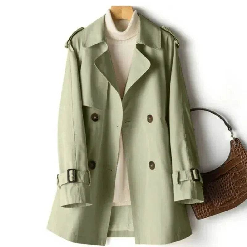 Levoire | Manteau Trench Femme À Double Boutonnage Vert