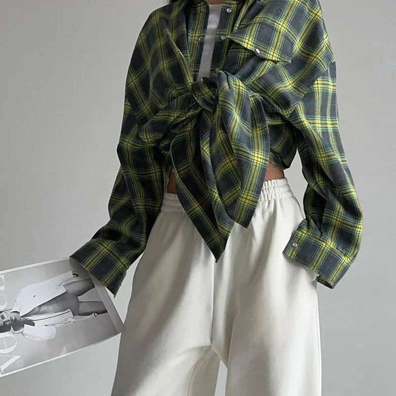 Levoire | Coton Motif À Carreaux Chemise Grande Taille Chemises Pour Femmes