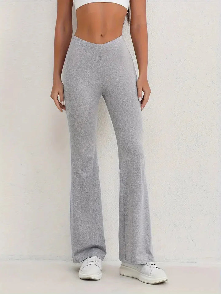 Levoire | Pantalon, Taille Haute, Jambes Amples, Pantalon À Fond Évasé, Pantalon Femme Gris clair