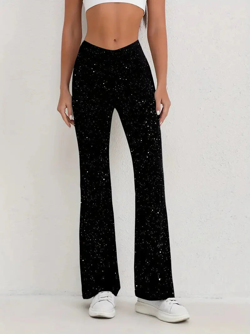 Levoire | Pantalon, Taille Haute, Jambes Amples, Pantalon À Fond Évasé, Pantalon Femme Noir gris