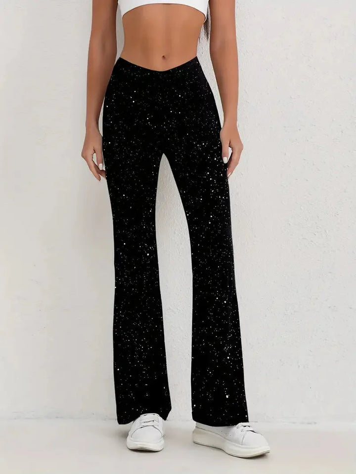 Levoire | Pantalon, Taille Haute, Jambes Amples, Pantalon À Fond Évasé, Pantalon Femme Noir gris