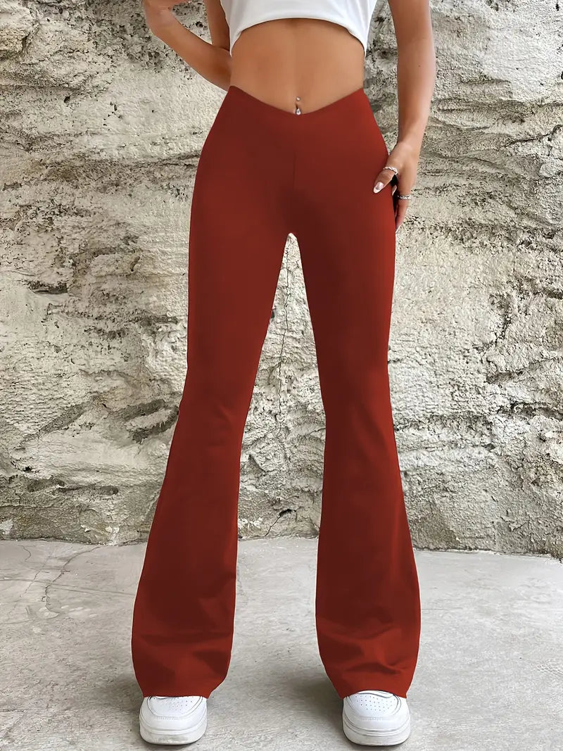 Levoire | Pantalon, Taille Haute, Jambes Amples, Pantalon À Fond Évasé, Pantalon Femme Caramel
