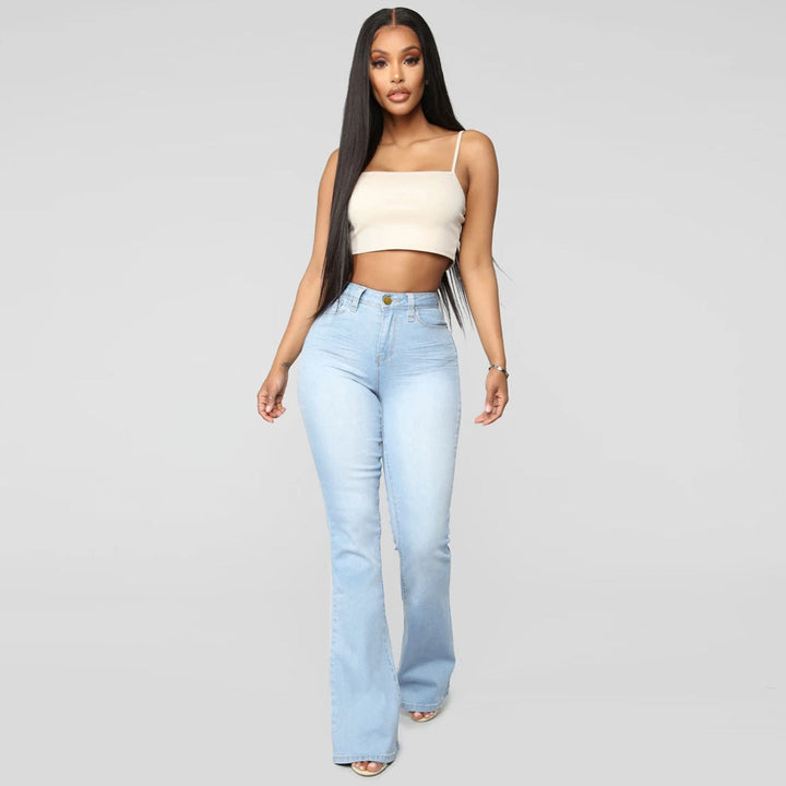 Levoire | Jean Évasé Stretch Jeans Avec Taille Haute Jeans Pour Femmes Bleu clair