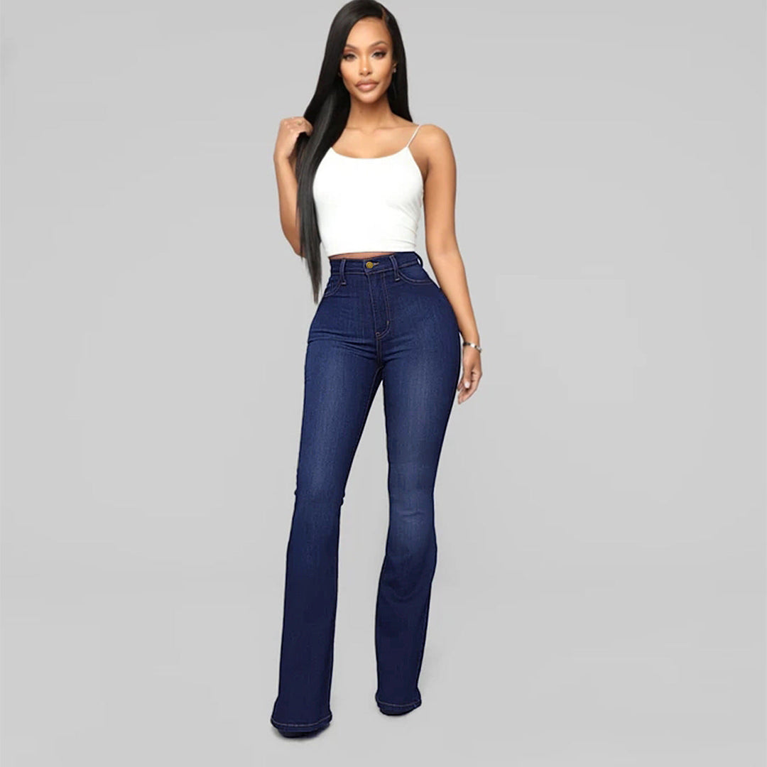 Levoire | Jean Évasé Stretch Jeans Avec Taille Haute Jeans Pour Femmes Bleu foncé