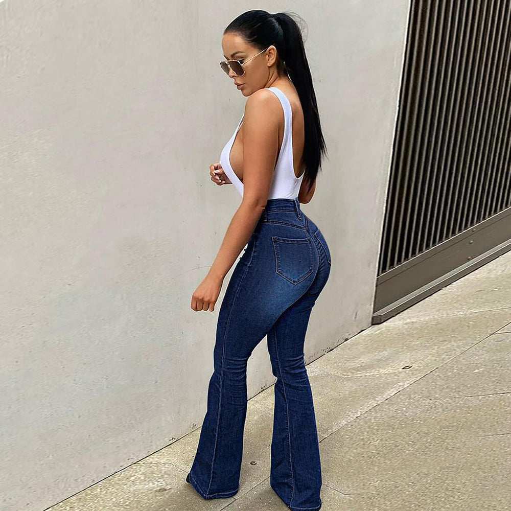 Levoire | Jeans Skinny Taille Haute Pour Femmes Avec Bas En Cloche