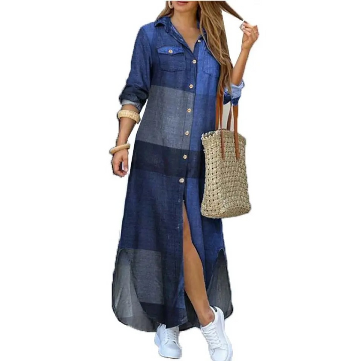 Levoire | Blouse Robe Avec Bouton-Pression Bleu
