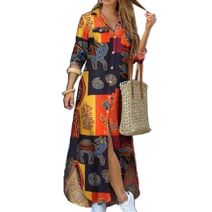 Levoire | Blouse Robe Avec Bouton-Pression Jaune-orange