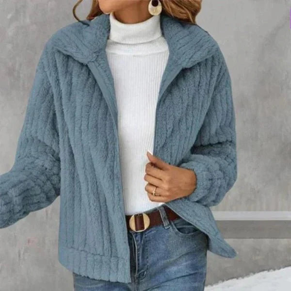 Levoire | Veste En Fausse Fourrure Chaude Pour Femmes Bleu