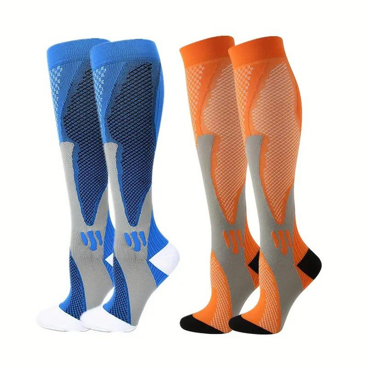 Levoire | Bas De Compression Unisexe Chaussettes De Compression Professionnelles Bleu Orange