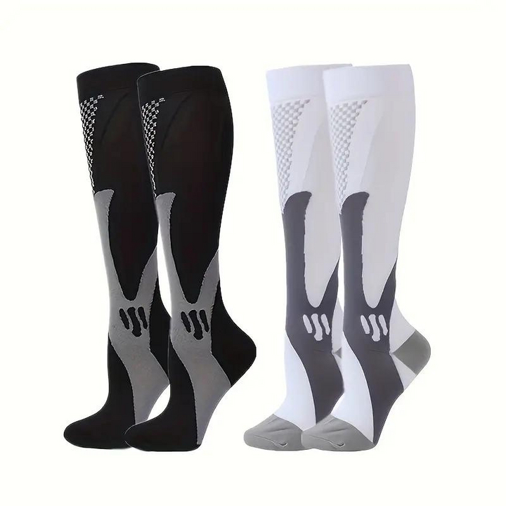 Levoire | Bas De Compression Unisexe Chaussettes De Compression Professionnelles Noir Blanc