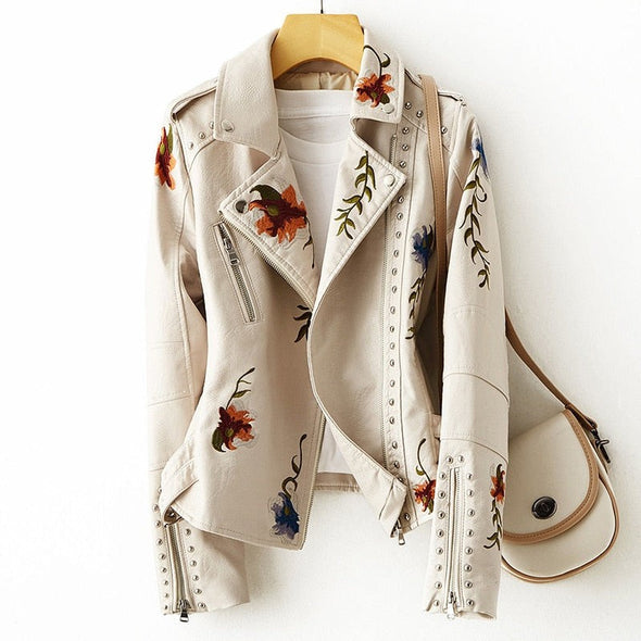 Levoire | Veste En Cuir Simple Pour L'Automne Blanc
