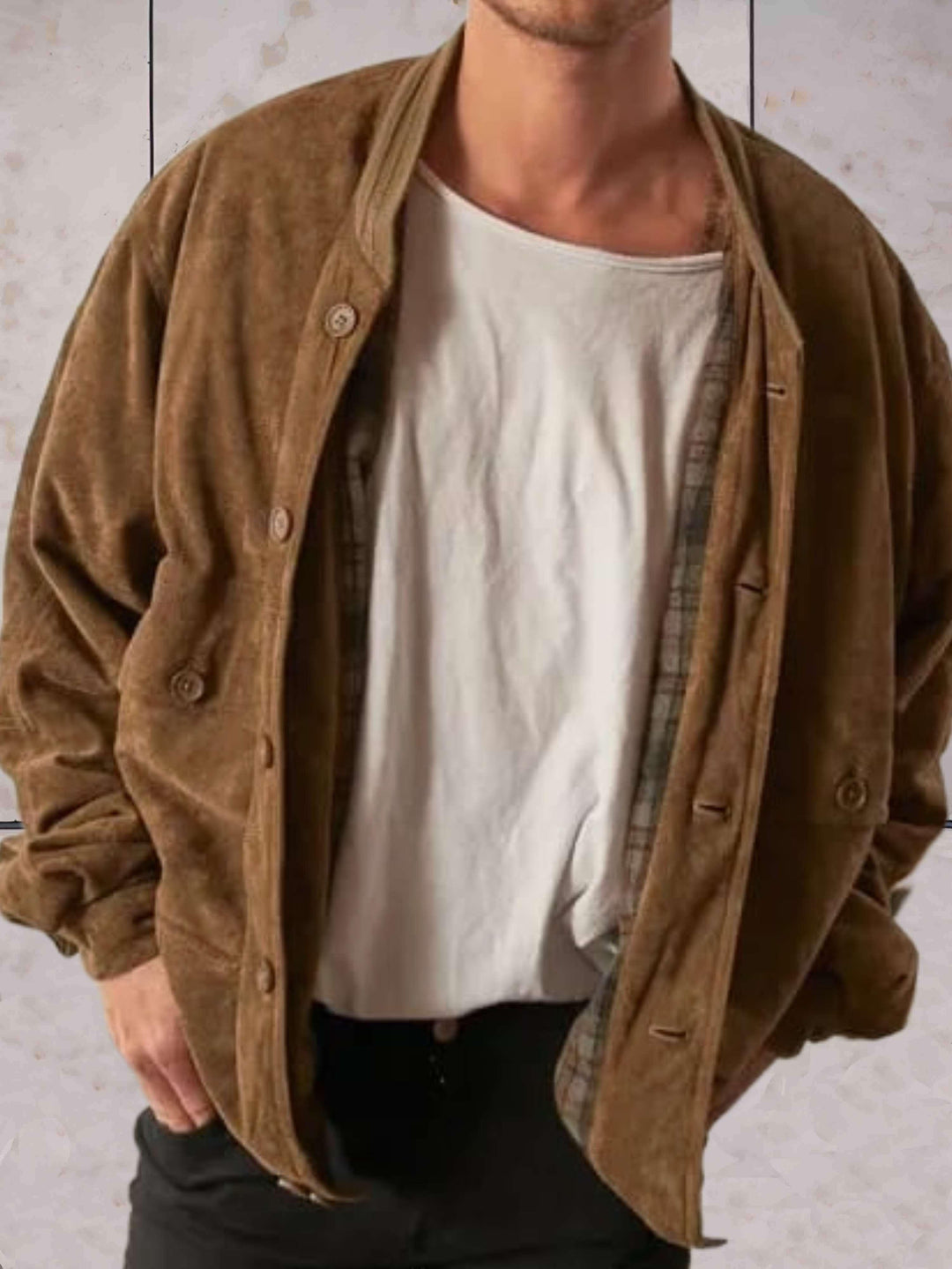 Levoire | Veste En Polaire Simple Avec Col Rond Et Fermeture À Boutons En Marron