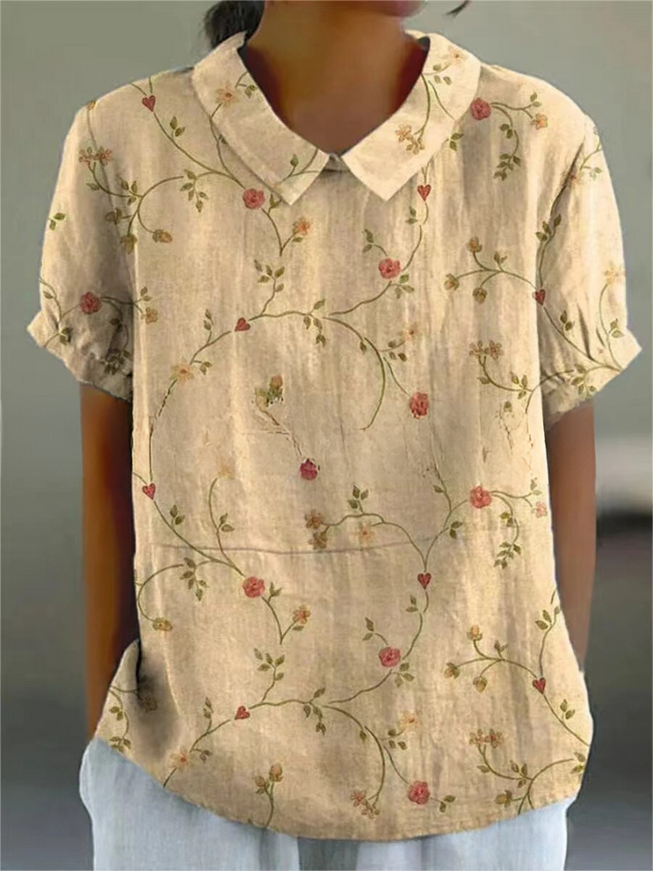 Levoire | Blouse Féminine Élégante Avec Motif Floral Jaune alt