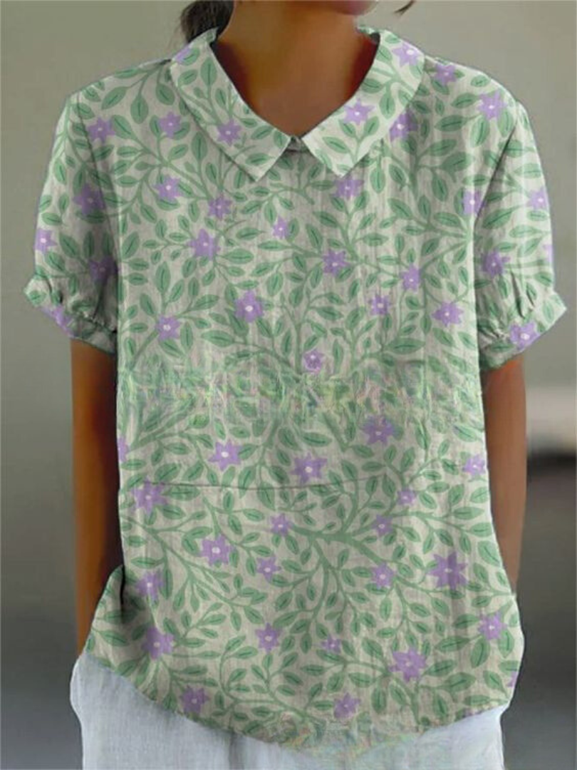 Levoire | Blouse Féminine Élégante Avec Motif Floral Vert avec motif floral