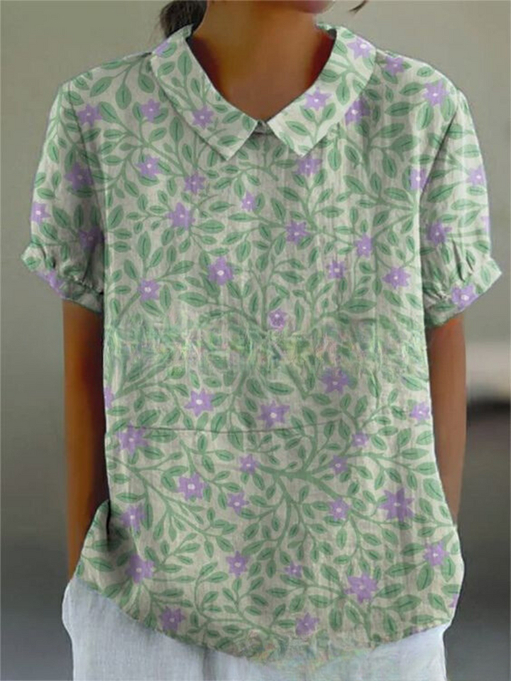 Levoire | Blouse Féminine Élégante Avec Motif Floral Vert avec motif floral