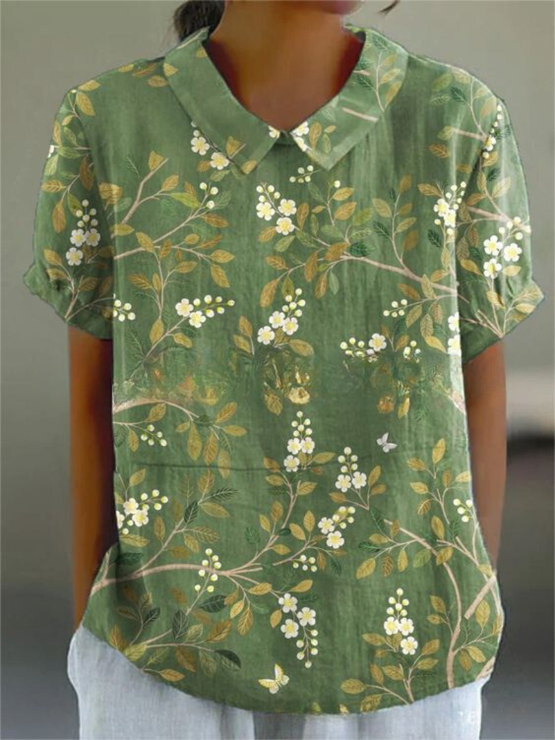 Levoire | Blouse Féminine Élégante Avec Motif Floral Vert 2