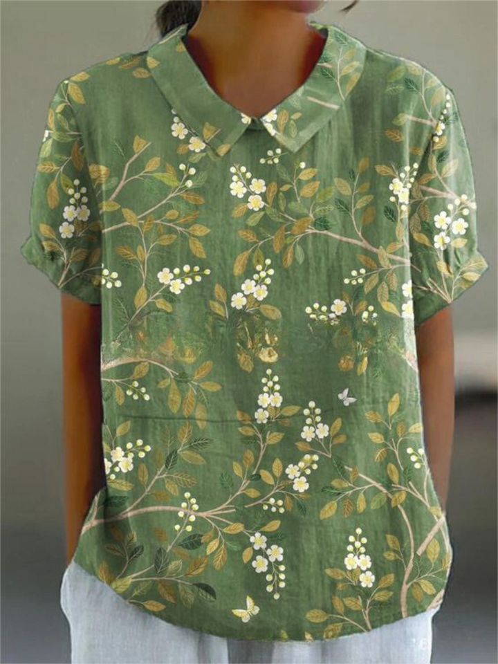 Levoire | Blouse Féminine Élégante Avec Motif Floral Vert 2