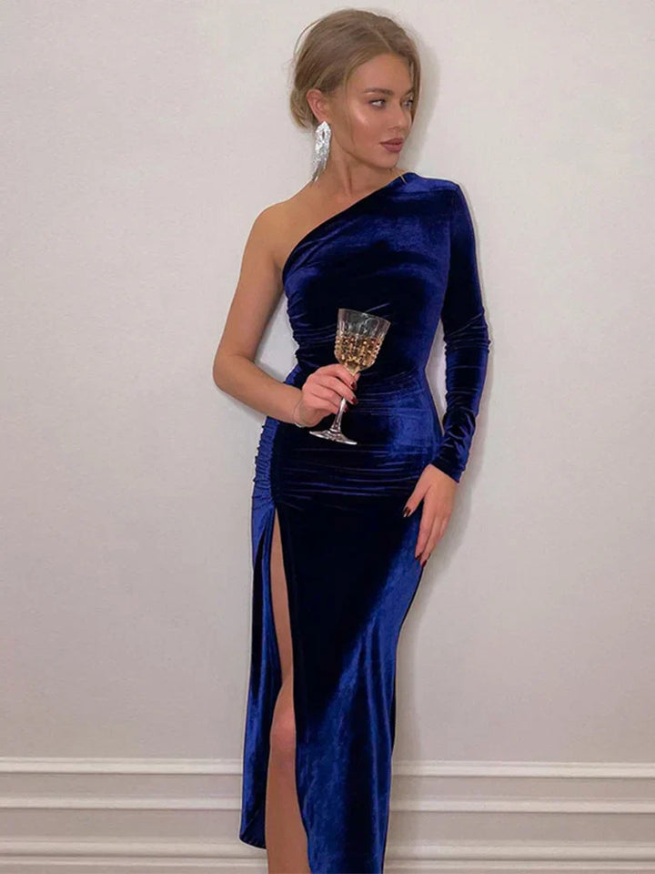 Levoire | Robe De Soirée Maxi À Une Manche Fendue Élégante