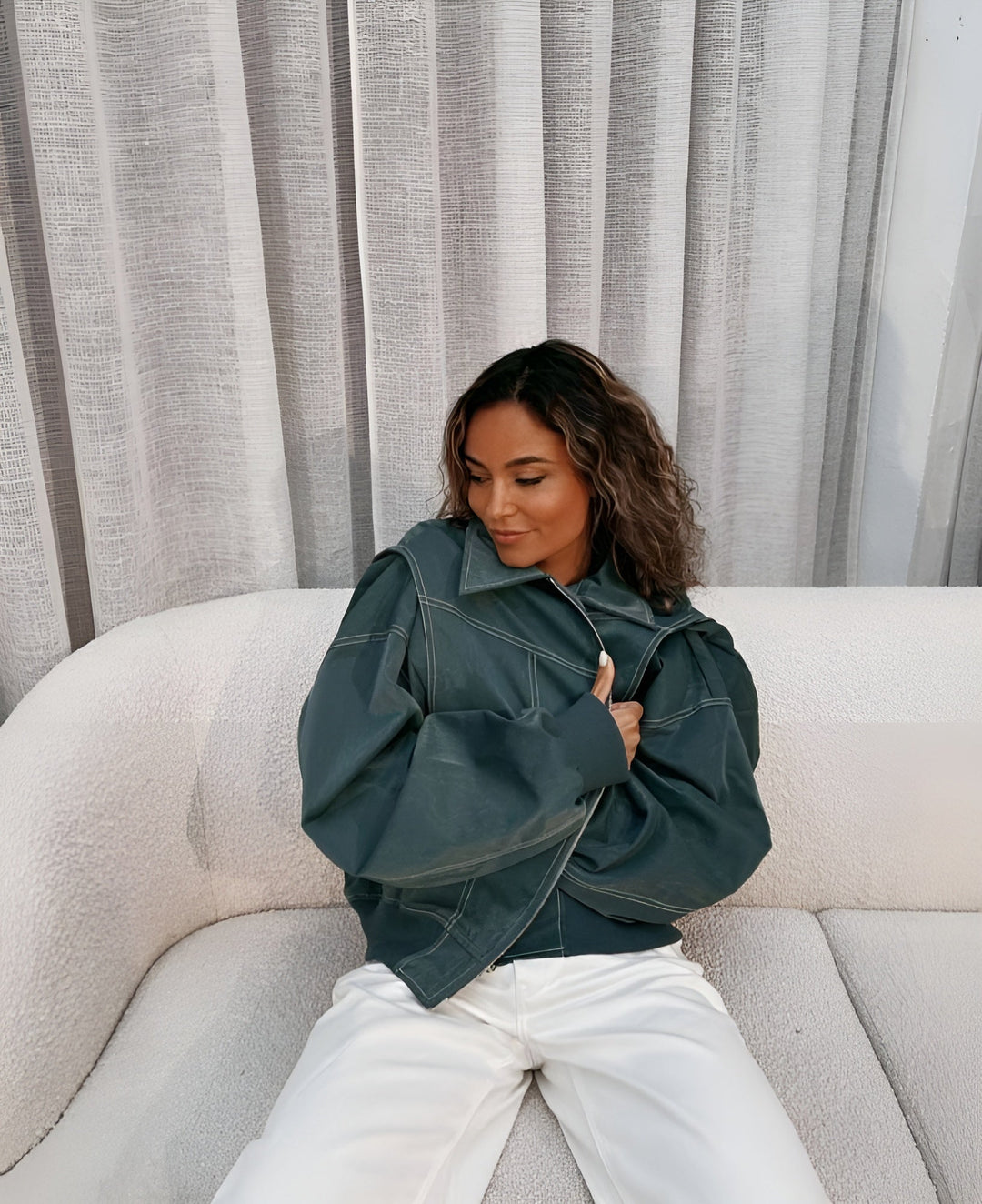 Levoire | Imitation Cuir Bomberjacke Vert