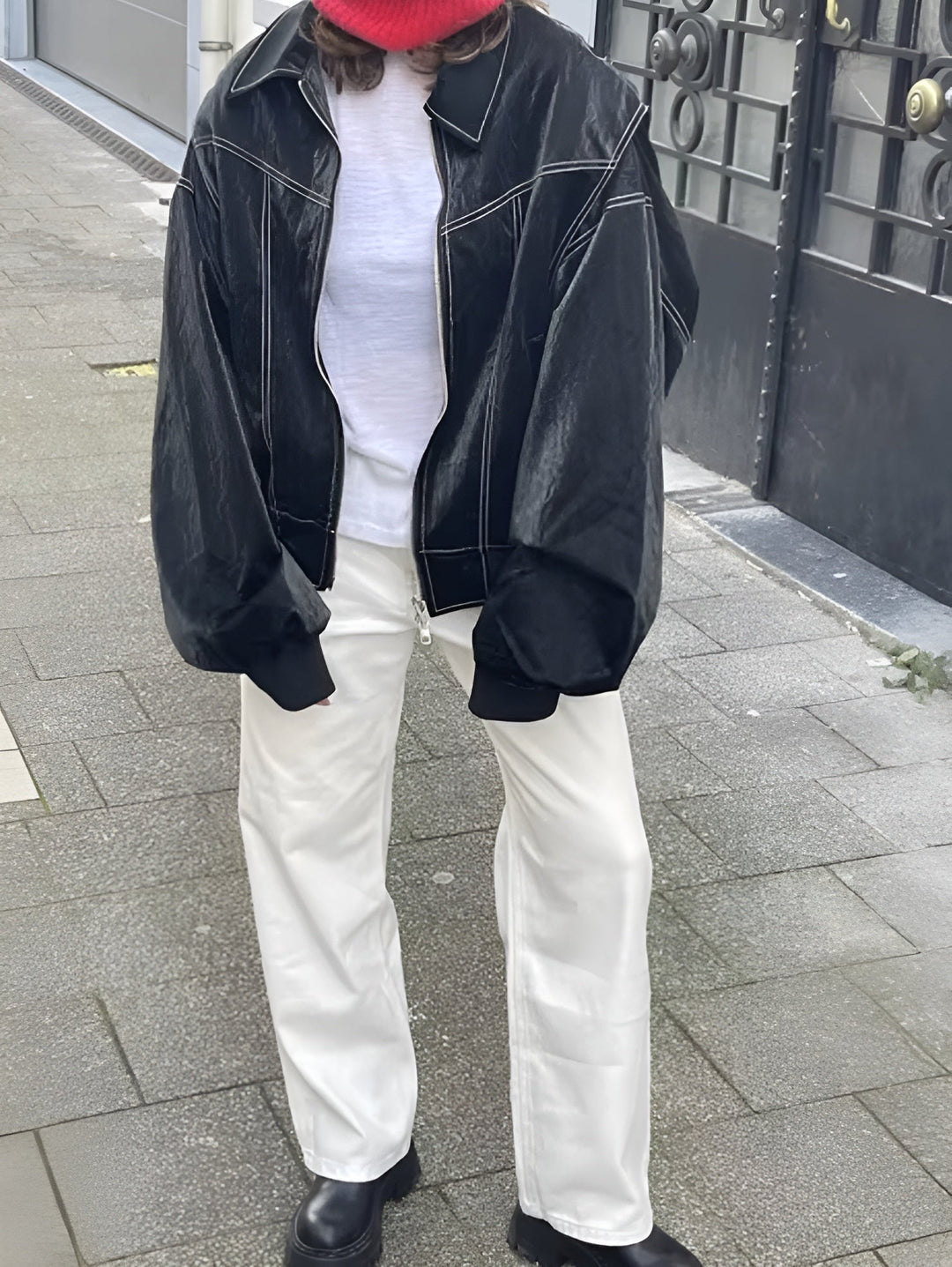 Levoire | Imitation Cuir Bomberjacke Noir