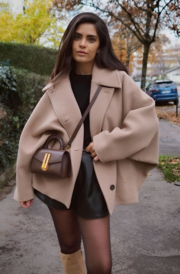 Levoire | Trendige Bergère Manteau Braun Beige