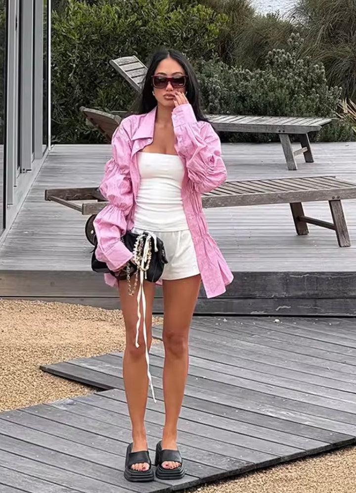 Levoire | Chemise Rippée Tendance Rosa (uniquement 6 pcs en stock)