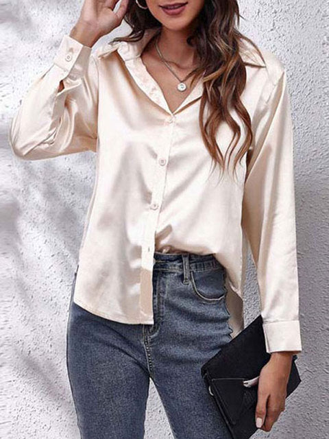 Levoire | Chemise Satin À Boutons Avec Manches Longues Pour Femmes Sekt