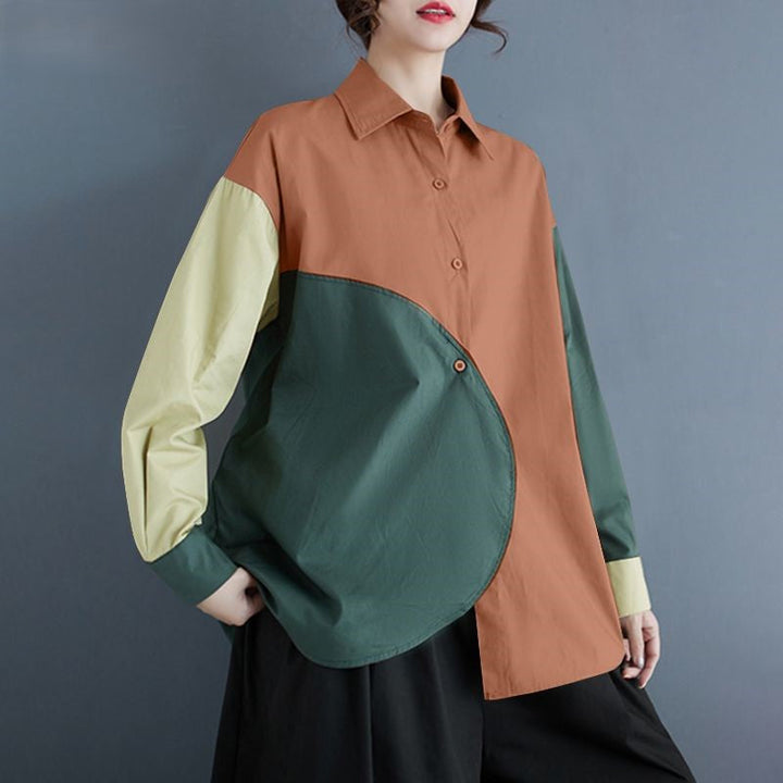 Levoire | Blouse En Patchwork Asymétrique À Manches Longues Orange