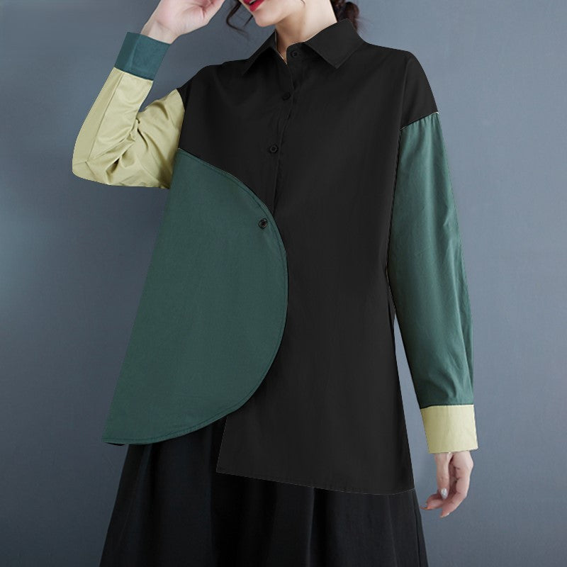 Levoire | Blouse En Patchwork Asymétrique À Manches Longues