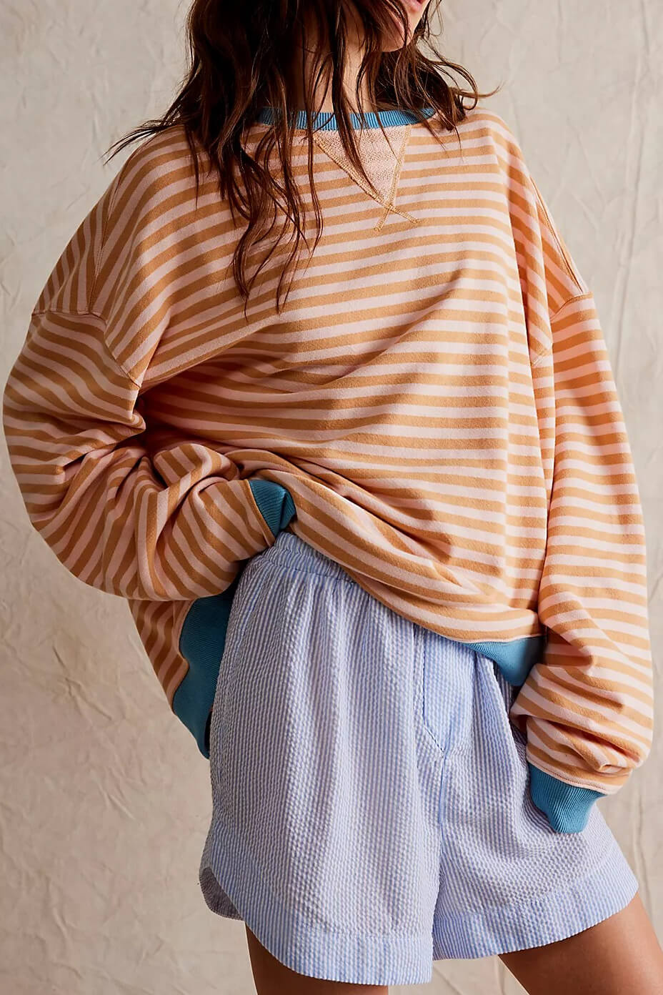 Levoire | Pull Rayé Pour Femmes Orange & Bleu