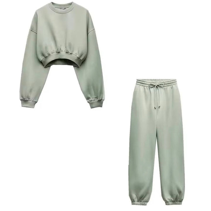 Levoire | Ensemble Deux Pièces De Sweat-Shirt Court Et Pantalon De Jogging Vert