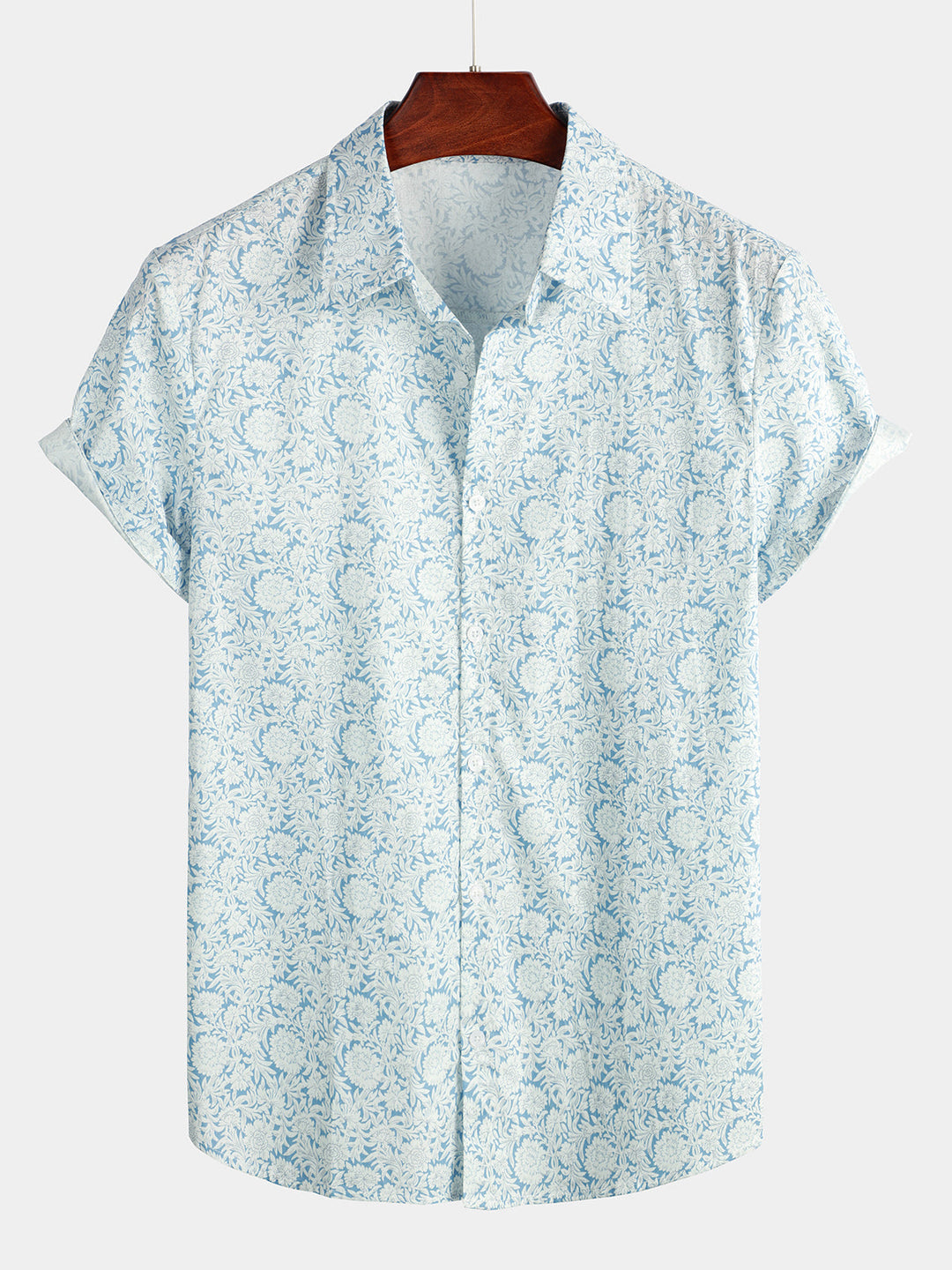 Levoire | Chemise Imprimée En Coton À Manches Courtes Bleu