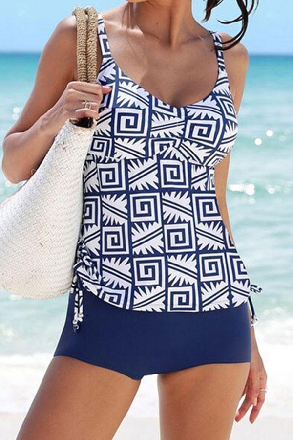 Levoire | Femme Tankini Taille Haute | Grandes tasses Bleu