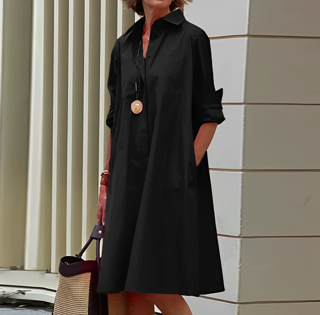 Levoire | Robe Midi À Manches Longues Noir
