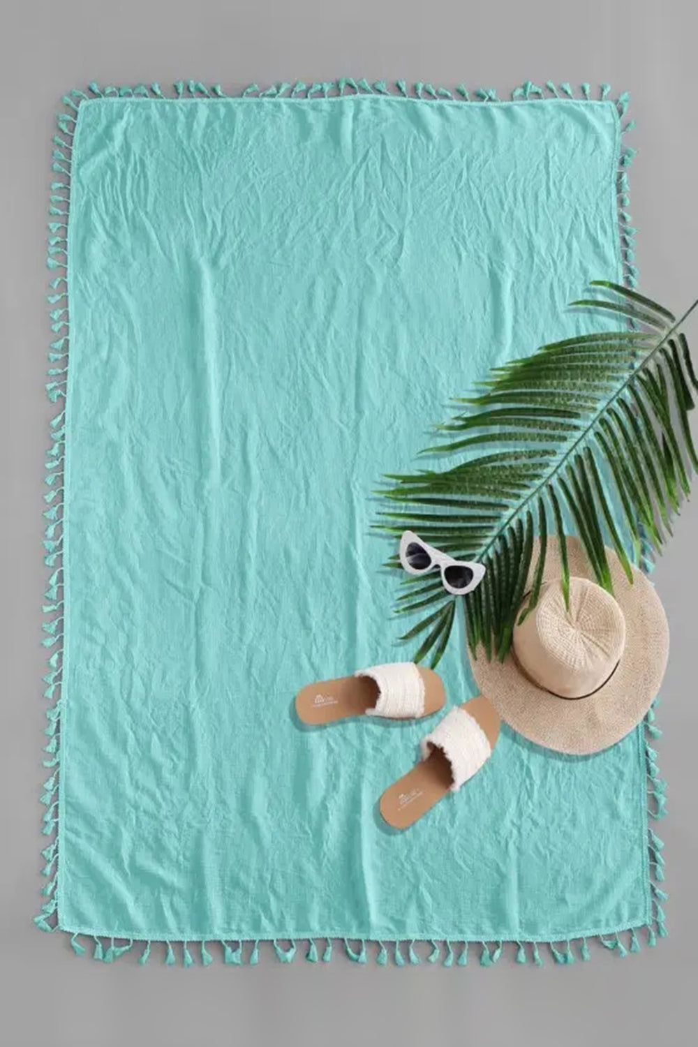Levoire | Couverture de plage d'été transparente à franges droites Vert Taille unique