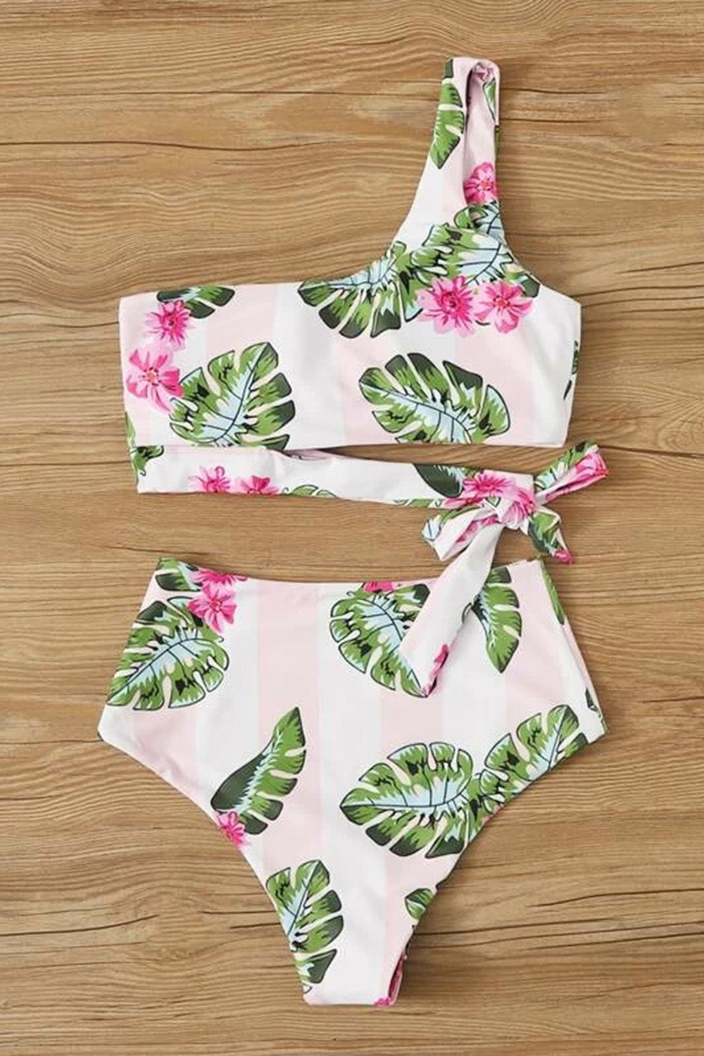 Levoire | Bikini une épaule à nouer sur le côté à fleurs