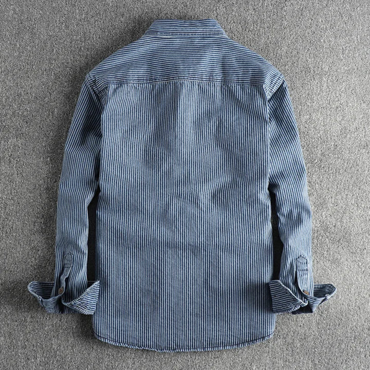 Levoire | Chemise En Denim Rayée Rétro Pour Hommes