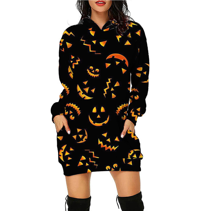 Levoire | Imprimé Halloween sweat à capuche moyen avec manches longues Muster1