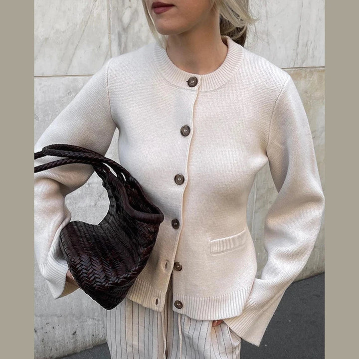 Levoire | Gilet Manches Longues Poches Boutonné Gilet Vêtements Femmes Blanc