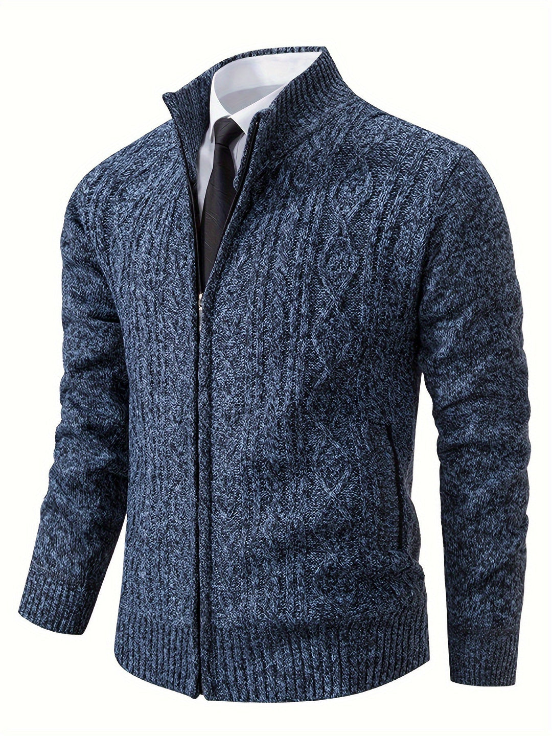 Levoire | Gilet Chaud Col Haut Fermeture Éclair Gilet Homme Gilet Bleu