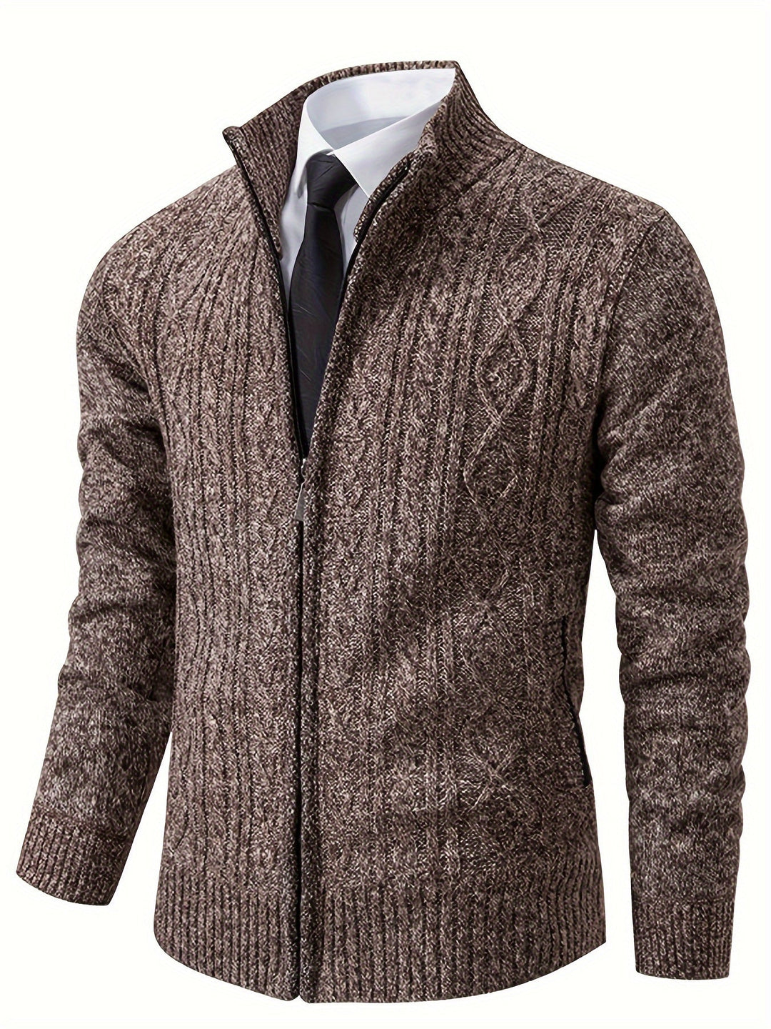 Levoire | Gilet Chaud Col Haut Fermeture Éclair Gilet Homme Gilet Café