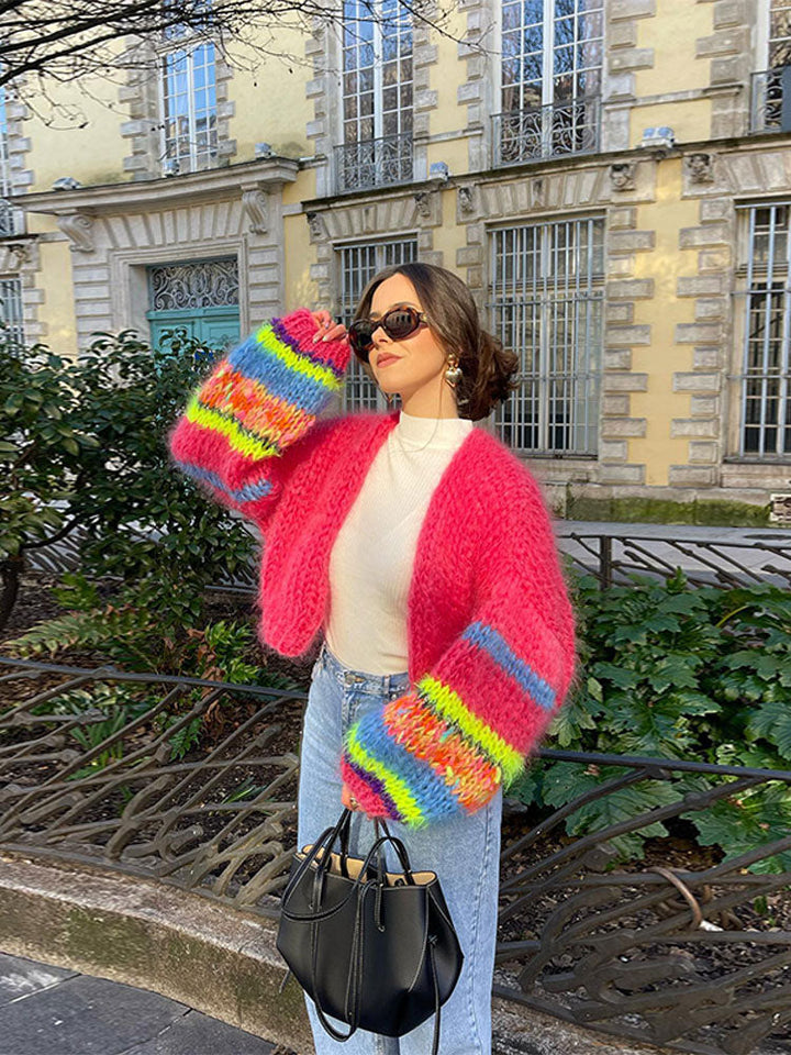 Levoire | Gilet Chaud Ouvert En Tricot Gros Pour Femmes Rot