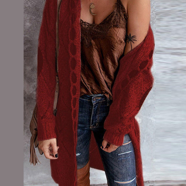 Levoire | Veste Tricotée Avec Texture Côtelée Et Capuche Pour Femmes Rot