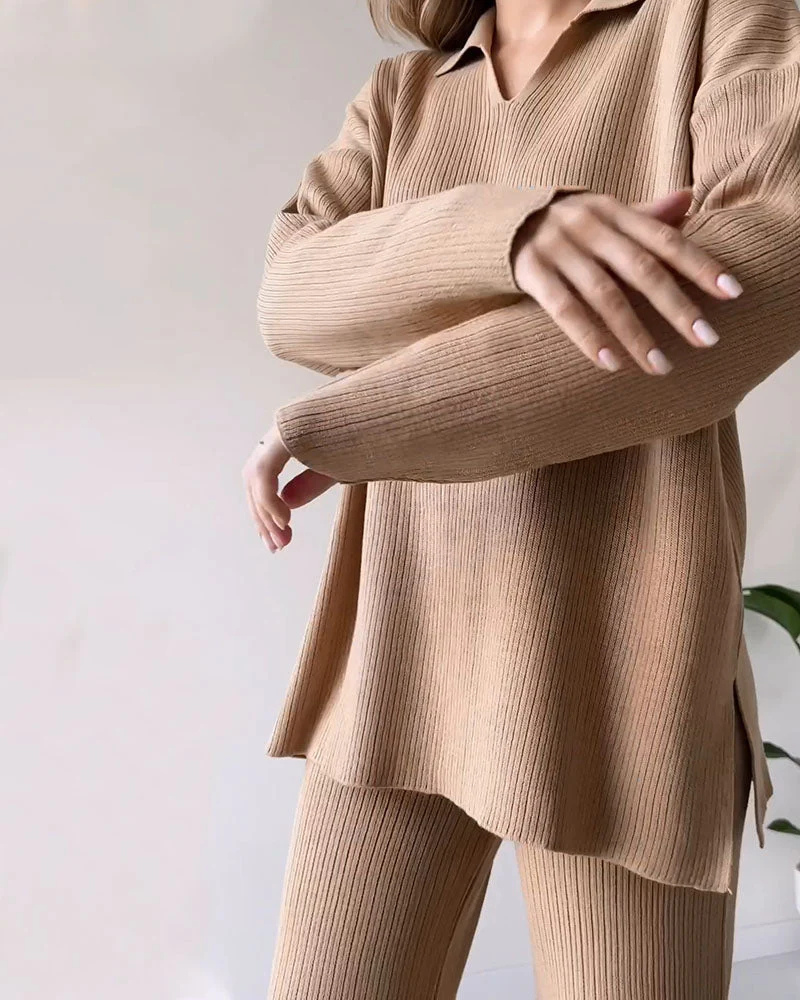 Levoire | Ord Manches Longues Rippées Ensemble De Détente Femme Loungewear