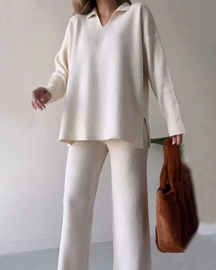 Levoire | Ord Manches Longues Rippées Ensemble De Détente Femme Loungewear Abricot