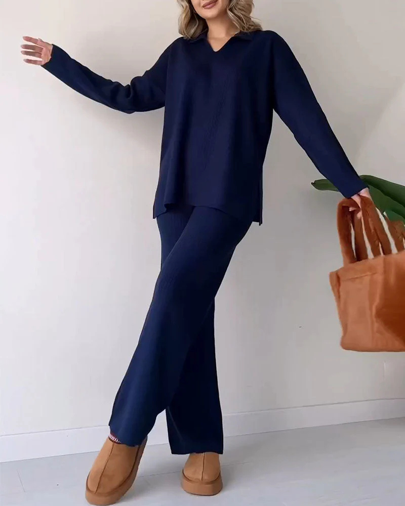 Levoire | Ord Manches Longues Rippées Ensemble De Détente Femme Loungewear Bleu marin
